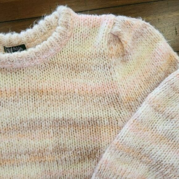 New Womens Peach Pink Striped  Long‎ Sleeve Cropped Sweater Review Measurements - Picture 12 of 12